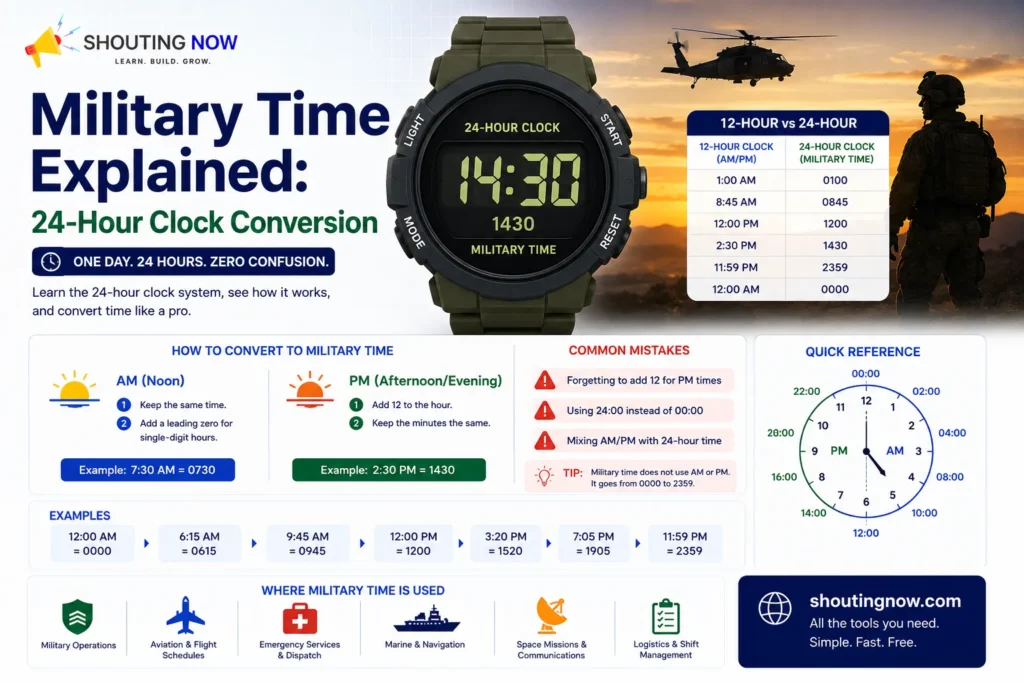 Military time and 24-hour clock conversion explained
