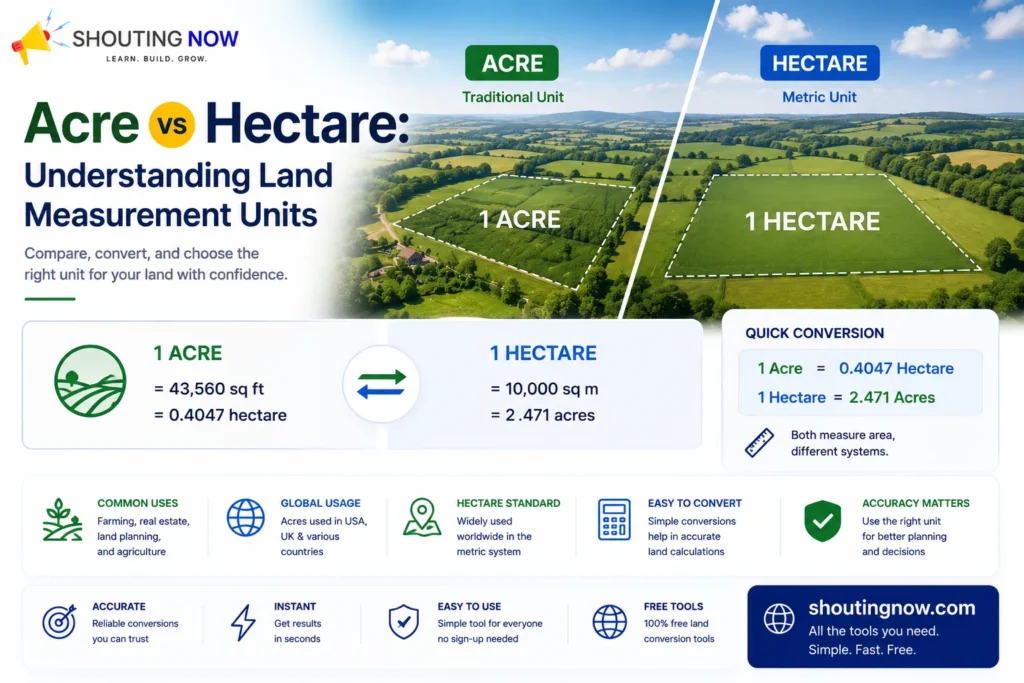 Acre vs hectare land measurement comparison