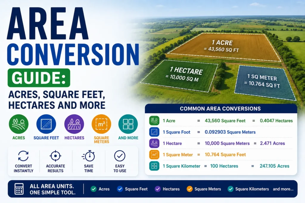 Area Conversion Guide- Acres, Square Feet, Hectares and More