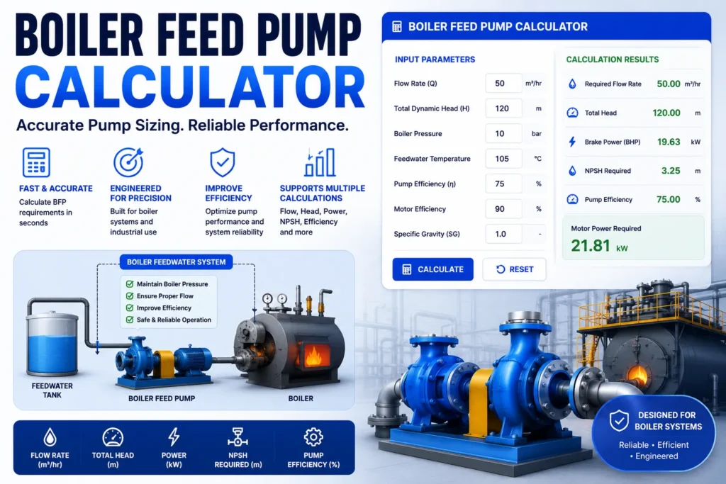 Boiler Feed Pump Calculator Guide: Sizing, TDH, NPSH & Power Requirements