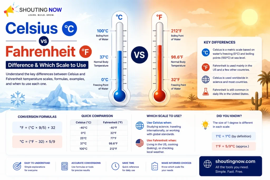 Celsius vs Fahrenheit temperature comparison