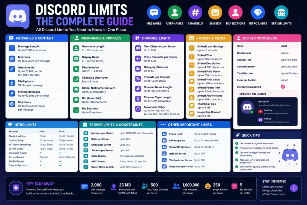 Discord limits cheat sheet (India)