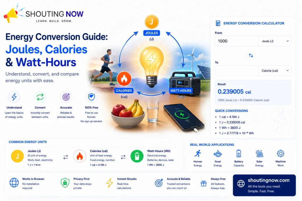 Energy Conversion Guide: Joules, Calories & Watt-Hours
