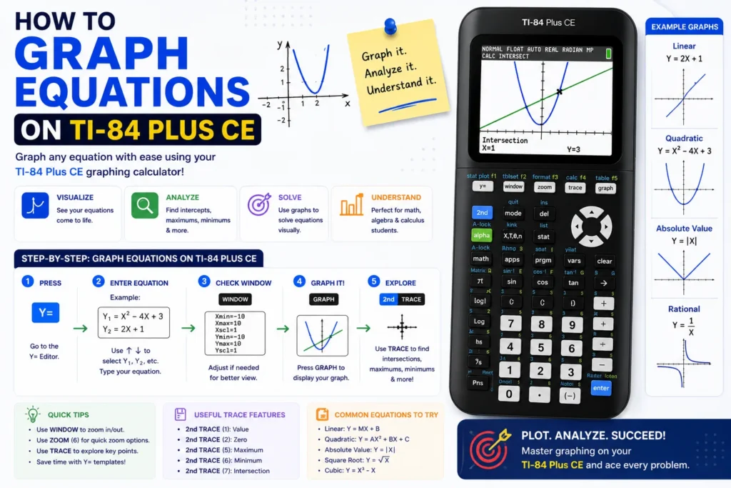 Graphing equations on TI-84 Plus CE calculator