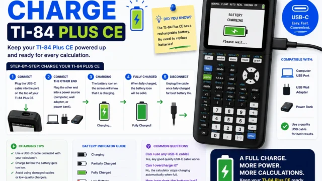 How to Charge TI-84 Plus CE (Cable, Computer & Orange Light)