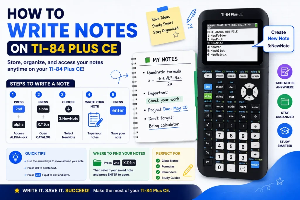 How to write and save notes on TI-84 Plus CE with NoteFolio