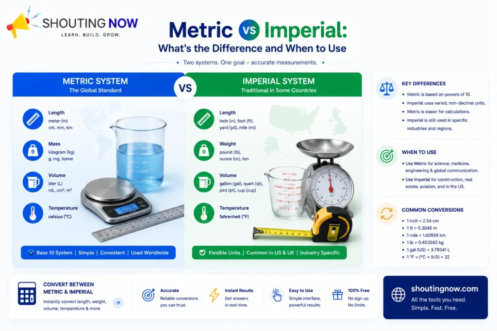 Metric vs imperial explained simply — ShoutingNow measurement systems comparison