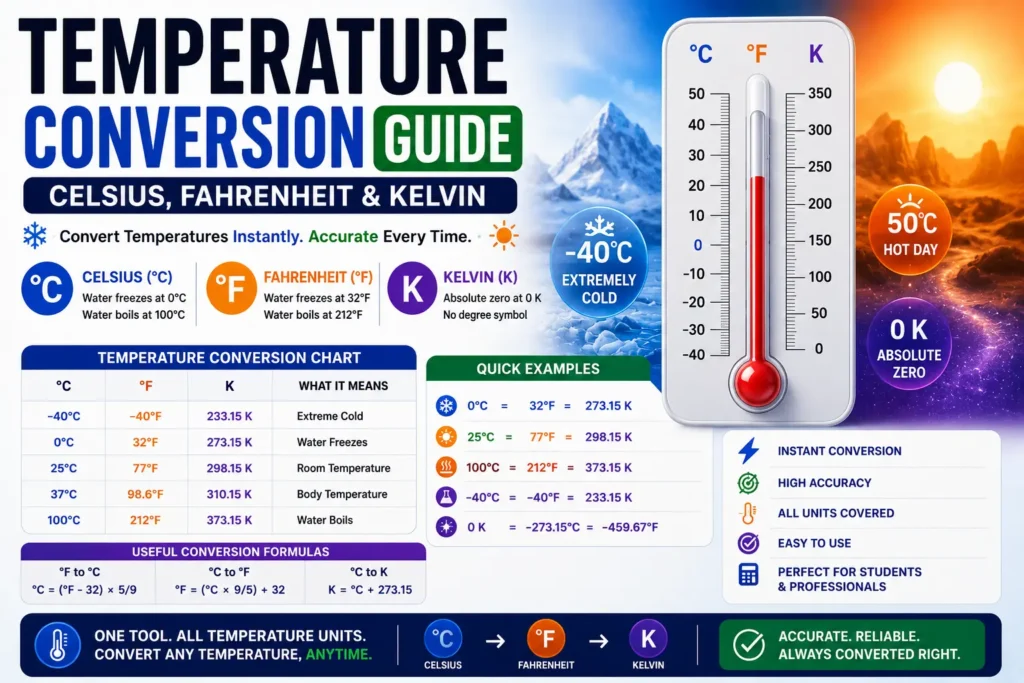 Temperature Conversion Guide- Celsius, Fahrenheit & Kelvin