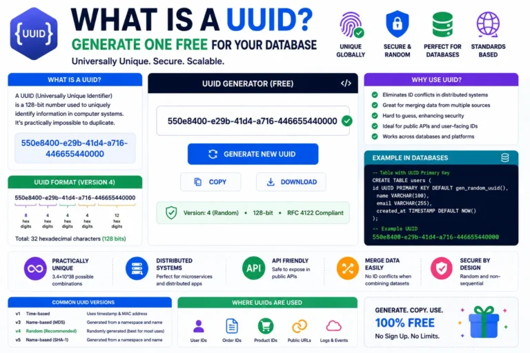 UUID Generator Guide: Versions, Use Cases & Database Tips (2026)