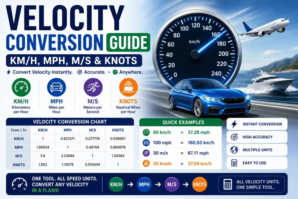 Velocity Conversion Guide- km_h, mph, m_s & Knots
