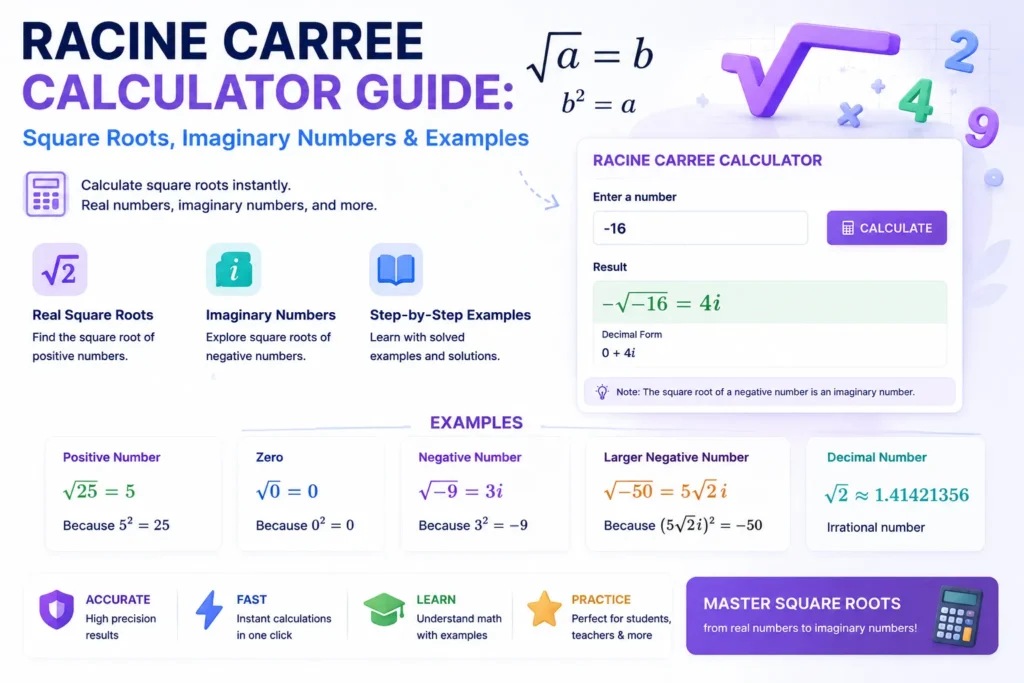 Racine Carree Calculator Guide: Square Roots, Imaginary Numbers & Examples